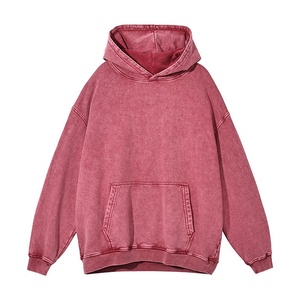 Alta calidad Streetwear Vintage Hoodie Hombres Blank Washed Pullover Sudaderas Unisex Impresión personalizada Bordado Logo Hoodies - Product Image 2