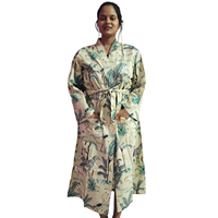 Peignoir floral imprimé à la main en coton 100% pour femmes, fait à la main, classique, décontracté, respirant, lisse, vacances, hiver, été, automne