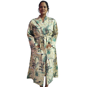 100% Cotton Handblock Printed Floral Bathrobe for Women Handmade Classic Casual Breathable Smooth Vacation Winter Summer Autumn - Product Image 1