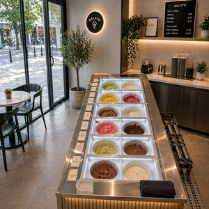 Vetrina Congelatore Commerciale per Gelato Pozzetti in Acciaio Inossidabile, Espositore per Gelato Italiano per Negozi - Product Image 1