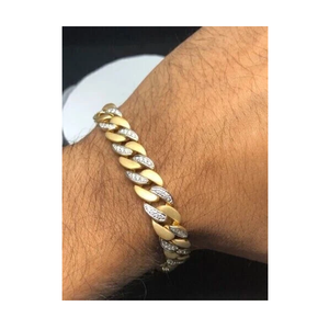 Bracelet Moissanite élégant en plaqué or jaune 14K avec diamant simulé de 7ct Cuban Link Design pour homme - Product Image 2