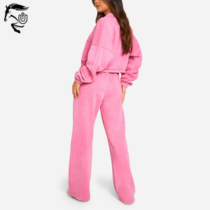 Chándal de lavado ácido transpirable y ligero con hombros caídos para mujer, chándal de lavado ácido ligero en blanco personalizado para mujer - Product Image 5