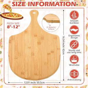 6 uds. Tabla de cortar de paleta de cáscara de Pizza de bambú con mango cómodo para cortar panes de Pizza queso fruta - Product Image 2