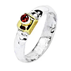 แหวนเงินแฟชั่นสำหรับผู้หญิง ชุบทองคำขาวและโรสโกลด์ ประดับพลอยโกเมนแท้ ฝังด้วยพลอยธรรมชาติ ของขวัญสุดพิเศษสำหรับเธอ - Product Image 3