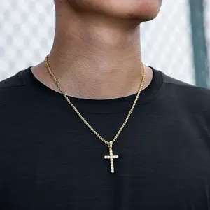 Classic VVS Moissanite925 Sterling <b>Silver</b> <b>Cross</b> <b>Pendant</b> Round Cut White Gold Plated Diamond Tester Pass Religious Jewelry - Product Image 6