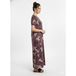 Chemise de nuit longue confortable pour femme Alpine, à porter au quotidien, avec poche latérale, en tissu tissé doux et respirant, imprimée, taille XS - Product Image 3