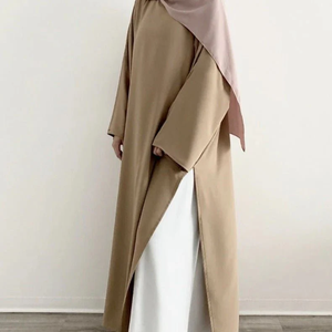 Nouvelle Abaya décontractée à fente pour femmes, robe <span class=keywords><strong>musulmane</strong></span>, robe maxi modeste, kaftan, vêtements <span class=keywords><strong>de</strong></span> <span class=keywords><strong>prière</strong></span> pour l'Aïd, <span class=keywords><strong>tenue</strong></span> arabe islamique <span class=keywords><strong>de</strong></span> Dubaï - Product Image 1