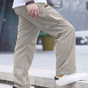 Pantalon cargo décontracté léger pour homme, taille élastique personnalisée, grande taille, multi-poches, coupe-vent, respirant, coton/polyester, été - Product Image 6