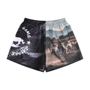 กางเกงขาสั้นฟุตบอลผู้ชายแบบระบายอากาศได้ดี ผลิตจากผ้าโพลีเอสเตอร์พิมพ์ลายแบบซับลิเมชั่น พร้อมกระเป๋า - Product Image 5