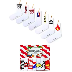 Lot de 7 paires de chaussettes de sport athlétiques mi-mollet pour hommes/femmes, motif personnalisable, antibactériennes numériques, pour l'automne - Product Image 1
