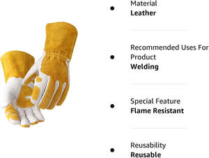 Gants de travail de soudage industriels durables, résistants aux chocs, gants de sécurité résistants à la chaleur, gants de soudage en cuir - Product Image 2