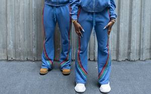 Custom <b>Women's</b> Flared Jogging Pants Oversized Street Style with Wide Side Stripe French Terry Material Loose Fit <b>Sports</b> <b>Trousers</b> - Product Image 2