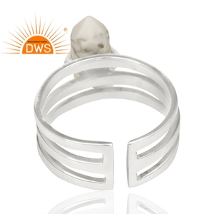 Latest Trending Fine Sterling Silver Natural Howlite Gemstone <b>Adjustable</b> <b>Ring</b> Custom Jewelry For Women Gift For Her - Product Image 3