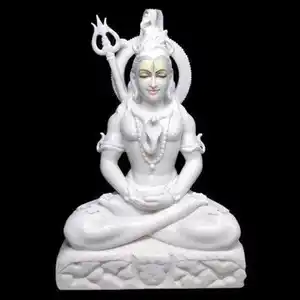 Natuurlijk Wit Marmer Aanpassen Heer Shiv Ji Volledig Wit Marmer Volledig Wit Shiva Ji God Standbeeld