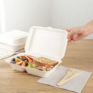 Canne à sucre 2 compartiments durable de qualité à l'exportation Fast Food Snack Take Box Lid 2025 Plate Dish Disposable Feature in India - Product Image 5