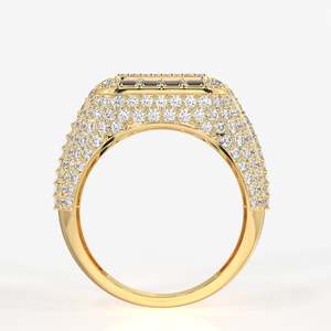 Grand Emperor Men's 18K Yellow <b>Gold</b> <b>Ring</b> Asscher Cut Lab Grown Diamond HipHop Style Fine Jewelry for Everyday Wear Promises 14K - Product Image 4