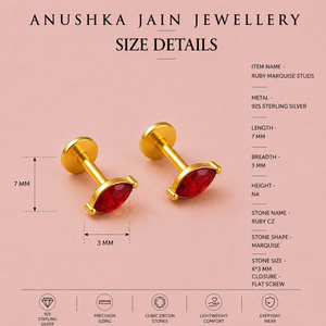 Boucles d'oreilles clous en cristal marquise rubis - Product Image 5