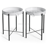Plateau de meuble de salon petite Table ronde moderne en métal noir Table basse ronde pliante Table d'appoint
