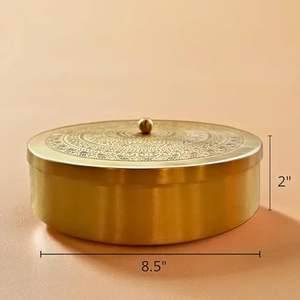 กล่องใส่เครื่องเทศทรงกลม ทำจากทองเหลืองเกรดอาหาร สำหรับตกแต่งบ้าน ดีไซน์ทันสมัย วางซ้อนกันได้ คุณภาพสูง ปรับแต่งความจุได้ - Product Image 2