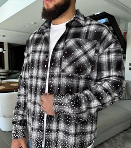 เสื้อเชิ๊ตผ้าสักหลาดลายสก็อตสำหรับผู้ชายเสื้อเชิ้ตผ้าสักหลาดลายสก็อตผ้าฝ้าย100% ลำลองเสื้อผ้าสำนักงานระบายอากาศได้ดีเสื้อเชิ๊ตผ้าสักหลาดสำหรับผู้ชาย - Product Image 6