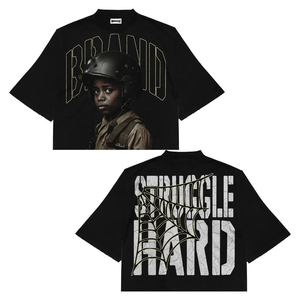 T-shirt homme de luxe de haute qualité, 100% coton, imprimé « Struggle Hard », coupe ample et épaisse - Product Image 5