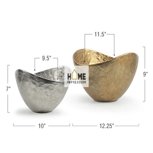 Ensemble de 2 bols de design moderne fantaisie de taille différente couleur gris et or bols décoratifs simples ustensiles de cuisine design fantaisie moderne - Product Image 1