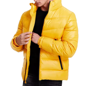 Nouvelle veste matelassée en toile d'hiver avec logo personnalisé, taille plus, devant brillant, coton uni, chaude, surdimensionnée, décontractée, pour homme - Product Image 2