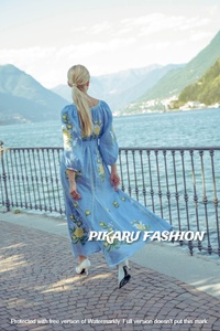 Vestido de cóctel para mujer, bordado floral, manga larga, diseño explosivo, ukraniano - Product Image 3