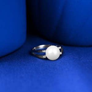 Anillos de Plata de Ley 925 de Primera Calidad para Mujer, Chapados en Rodio con Diamante de Corte Princesa y Perla, Anillo de Joyería para Hombre - Product Image 2