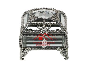 Joyero de metal y vidrio con diseño de fundición de ojos Joyero de metal con acabado dorado primum para uso de almacenamiento - Product Image 5