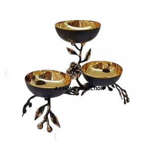 Décoration de maison décorative de luxe en métal fait à la main à 3 niveaux noir et or pour la maison fabricant de bol de vaisselle de restaurant d'hôtel - Product Image 1