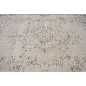 พรมตุรกีวินเทจ ขนาด 6.9x10.1 ฟุต พรมขนาดใหญ่ สีเบจน้ำตาลลายพราง ทำจากขนสัตว์ - Product Image 4