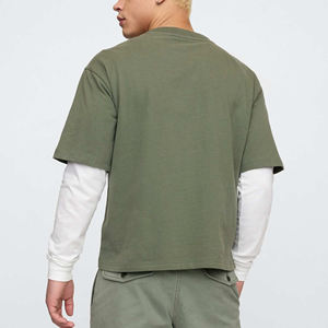 Camiseta de Hombre de Corte Cuadrado con Hombros Caídos, 100% Algodón, 200GSM, con Logotipo Personalizado, Transpirable, de Secado Rápido, Cómoda, Estilo Urbano, Superventas - Product Image 3