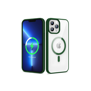 Coque en silicone liquide vert foncé premium compatible MagSafe pour iPhone 13 Pro et 14 Plus, protection pour charge sans fil - Product Image 1
