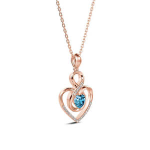 NOVAMART Fine Hallmark <b>Infinity</b> Heart Cut Silver Pendant Rose <b>Gold</b> Plated Diamond Link Chain Gift for Any Occasion Stainless Ste - Product Image 2