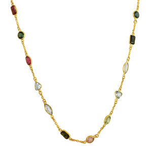 Collier de pierres précieuses grenat améthyste naturelle Collier en argent sterling 925 plaqué or - Product Image 2