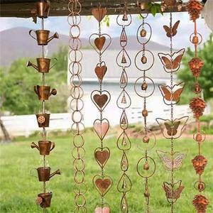 Chaîne de pluie en cuivre en métal RC-13 HHO pour la décoration de jardin à la maison personnalisée pour une utilisation extérieure et intérieure - Product Image 4