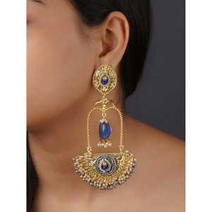 <b>Blue</b> Tribal Pattern Fine <b>Stud</b> <b>Earrings</b> EK-SFEAR314G - Product Image 1
