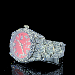 Montre sport pour homme VVS Diamond, 41 mm, verre noir et or blanc, plaqué or à deux tons, acier inoxydable, quartz, style business tendance, entièrement - Product Image 4