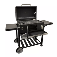 Barbecue multifonctionnel en acier avec revêtement en poudre, fumoir au charbon de bois, extérieur, jardin, robuste, sans fumée, avec roues