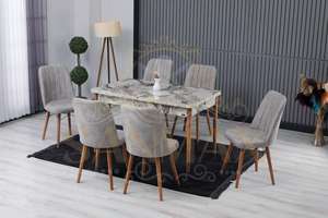 Mesa de comedor que se puede abrir + 6 sillas Mesa extendida patas de madera maciza centro de mesa perfecto que une a las personas con elegancia - Product Image 5