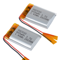 Batterie Lithium Polymère Rechargeable 802030 3.7V 400mAh Certifiée CE/ROHS avec Protection PCM Intégrée et Connecteur Plat en Option