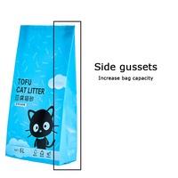 Sac d'emballage à soufflets latéraux pour litière pour chat, imprimé en héliogravure, résistant à l'humidité, en PET/NY/PE, bleu, blanc, noir, 6 kg, 211,64 oz, 13,23 lb, fournitures pour animaux de compagnie