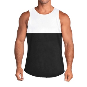 Camiseta sin mangas multicolor para hombre, de moda, color liso, para gimnasio, culturismo, entrenamiento, chaleco, venta al por mayor, con patrón de paneles, de secado rápido, para correr - Product Image 5
