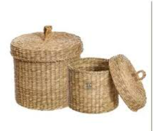 New Seagrass Laundry <b>Basket</b> <b>With</b> Inner Liner <b>Lidded</b> Seagrass Hamper Natural Eco-Friendly Container Storage <b>Basket</b> in Bangladesh - Product Image 6