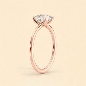 IGI Certified Oval Cut Lab Grown Diamond Engagement <b>Ring</b> 14K White / Rose & Yellow Gold Solitaire Diamond <b>Ring</b> for Women - Product Image 4