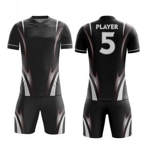 Tenues de football professionnelles coupées automatiquement pour adultes – Maillots et ensembles de football personnalisables avec nom d'équipe imprimé, respirants, en maille courte, col en V - Product Image 4
