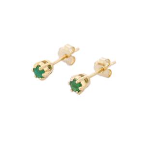 Handmade Natural Round Emerald Gemstone <b>Earring</b> <b>Studs</b> 14K <b>Fine</b> Yellow Gold Solitaire <b>Stud</b> <b>Earrings</b> <b>Fine</b> Jewelry for Women Girls - Product Image 2