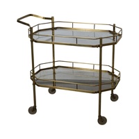 Chariot de bar en acier inoxydable avec des étagères spacieuses et des roues pour le service de boissons dans les restaurants, les hôtels, les événements et à domicile