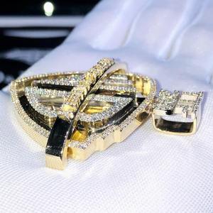 RB GEms personnalisé 14K or jaune VVS Moissanite diamant pendentif pour hommes nom initial Logo lunette réglage Hip Hop fête charme - Product Image 4